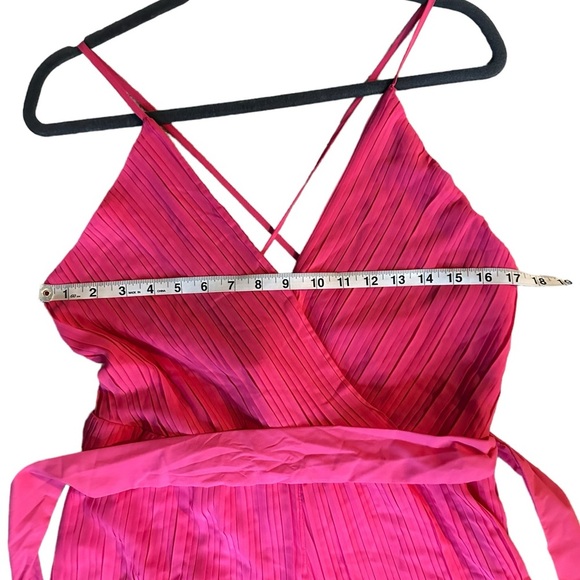 Beyond Words Womens Sleeveless Pleated Jumpsuit with Belt in Pink Coral Large - Picture 11 of 15